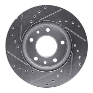 Kia Sedona Brake Rotor (1) - Front Right - R1 Concepts - Drilled & Slotted - Silver - 2002